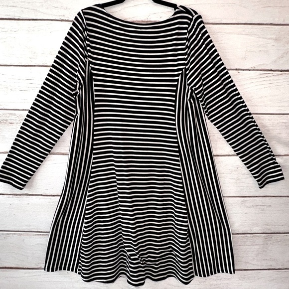 Apt. 9 Black and White Striped Long Sleeve Dress Size OX Lightweight Casual - Picture 2 of 6